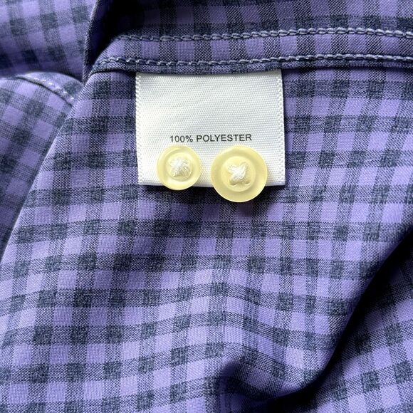 Peter Millar Crown Long Sleeve Button Up Shirt Mens Large Purple Check Blue - Picture 5 of 5